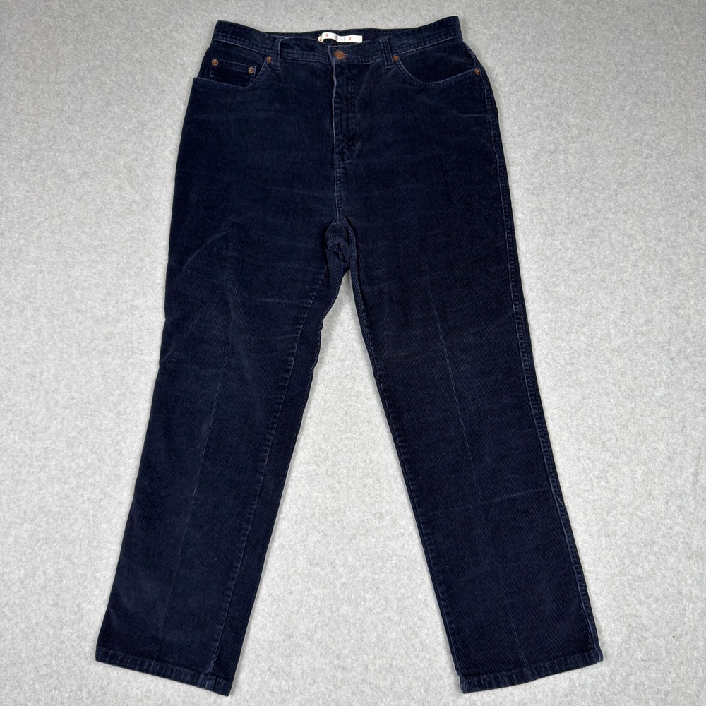 Vtg Bill Blass Petite Navy Corduroy Pants High Rise Straight Leg 12P Stretch